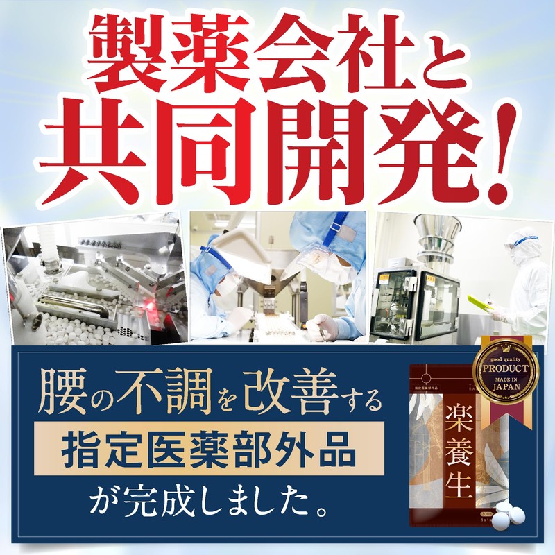 【指定医薬部外品】楽養生 腰痛 肩こり 血流改善 疲労回復 肩 首 腰 膝の不調 骨