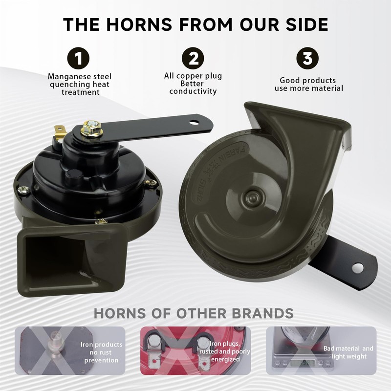 FARBIN Car Horns 12v Loud Dual-Tone Auto Snail Horn Electric