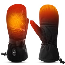 SNOW DEER Heated Ski Mittens for Men Women, Electric Mitts Gloves Rechargeable Battery Heated Hand Glove for Arthritis Skiing Hiking