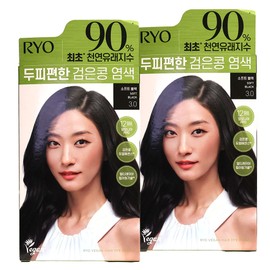 Ryo scalp-friendly black bean hair dye 3.0 soft black x2 / 려 두피 편한 검은콩 염색약 3.0 소프트블랙 x2개