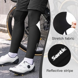 Santic Cycling Leg Warmers Unisex Thermal Knee Warmers Winter Fleece Biking Leg Warmers Compression Anti-Slip with UPF