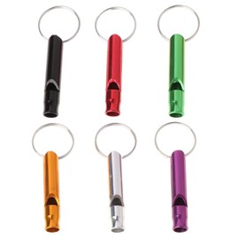 caralin Aluminum Survival Whistle, 6Pcs Outdoor Survival Safety Whistle Whistle Keychain for Hiking Camping
