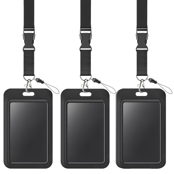 Pawfly 3 Pack Badge Holder Hard Black Vertical Plastic Card