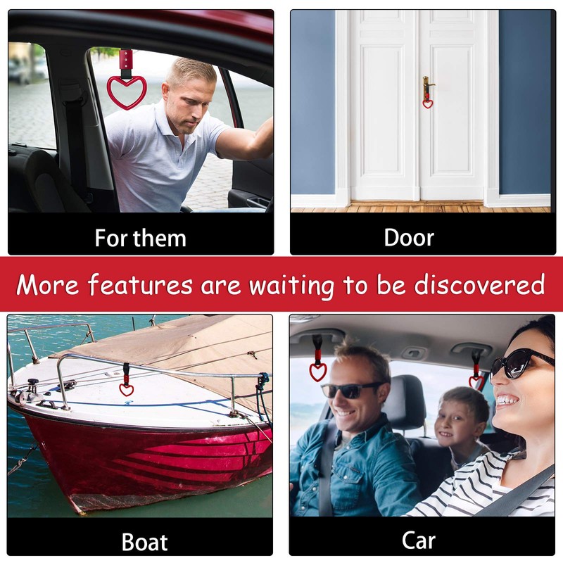 2 Pieces Rings Heart Shaped Car Handle Straps Drift Charm