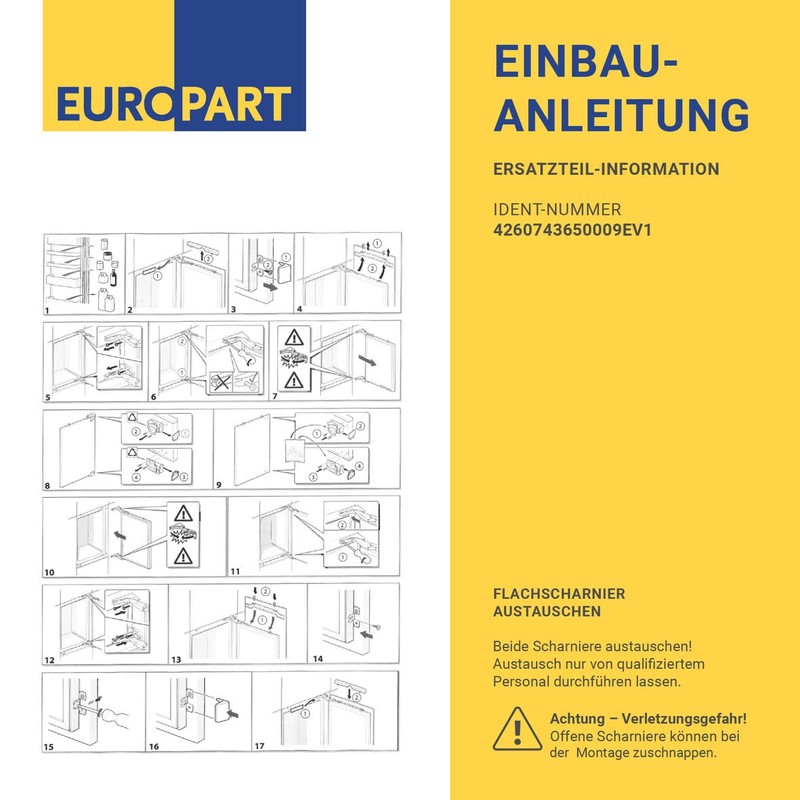 Europart Door Hinge Set for Bosch 10052968 Fridge Freezer Combination