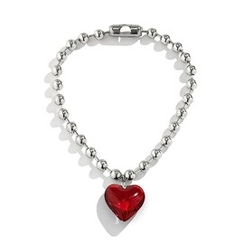 Collar para mujer, cadena de collar de corazón de lujo de tendencia de moda ligera con temperamento simple de cristal frío en forma de amor           