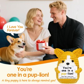 Vatogon Positive Crochet Animals Dog Puppy Birthday Gifts for Women Men,Emotional Inspirational Support Crochet Pet for Teens Friends Coworkers Dog Lover,Cute Handmade Corgi Decor