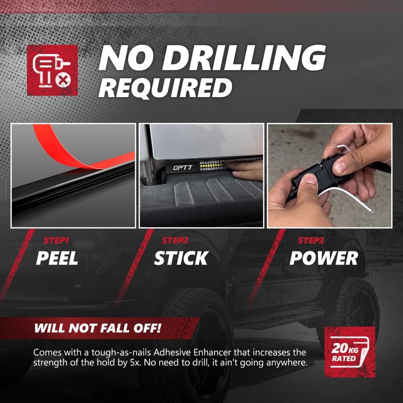 OPT7 Redline 48" Aluminum Truck Tailgate Light Bar w/Sequential Red