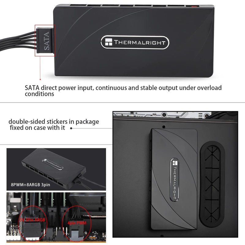 Thermalrlght ARGB Fan HUB ×8 Hub Controller Support 8 Groups