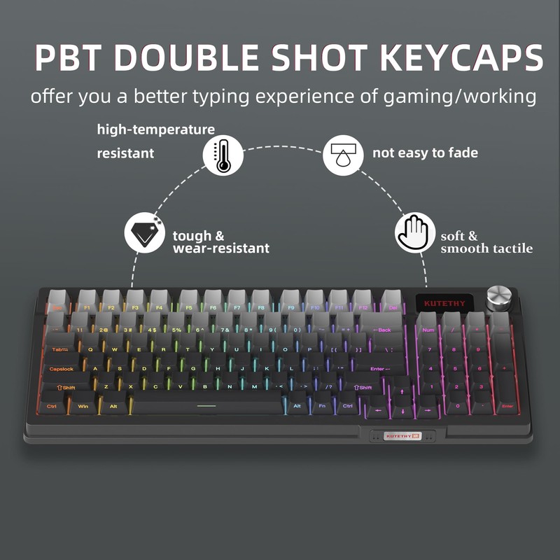 Gradient Side-Engraved keycap Set with Two-Color Injection-Molded PBT Translucent keycaps,