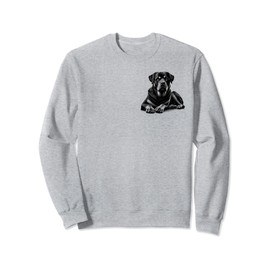 Rottweiler Dog in Lying Pose on Chest Sweatshirt, gray