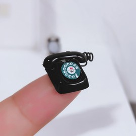Black 1/12 Miniature Telephone Dollhouse Decoration Accessories Best Gift or Vintage Office Desk Decoration(ZS179)