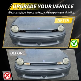 VYNTRAL - Carcasa de luces laterales compatibles con Dodge Neon 1998-1999, [DOT] [IP67 impermeable] cubierta de luz de marcador de señal de giro [sin bombillas], 2 unidades, lente ahumada