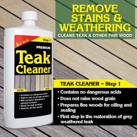 STAR BRITE Premium Teak Cleaner - Restore, Renew & Refresh Old Weathered Gray Teak Furniture & Other Fine Woods - Step 1-16 OZ (081416)
