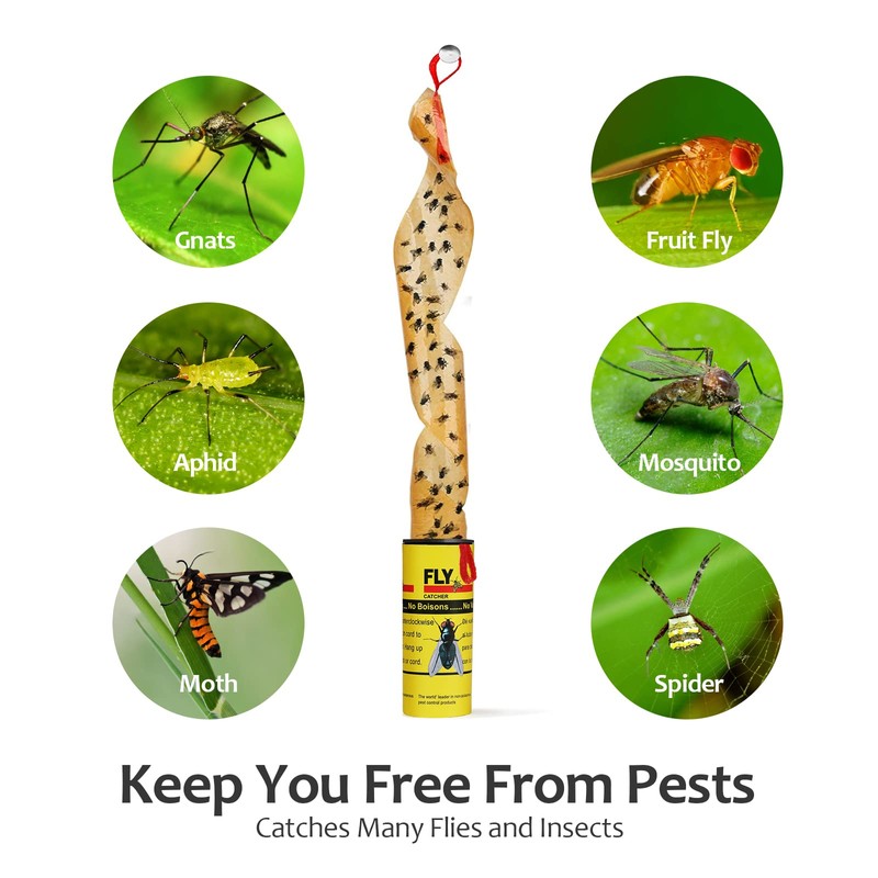 Fly Traps for Indoors Outdoor, Fly Paper Strips Sticky Hanging,