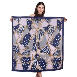 stylFRSH Satin Bandanas Head Scarf For Women, Hair Scarves Accessories Fashion Wrap Neck Silk Sleeping Headscarf, Blue White,35 x 35 Inch (WS203ABS35)