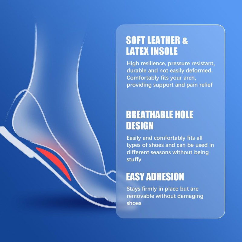 Arch Support Inserts for Flat Feet, Self Adhesive Latex Arch