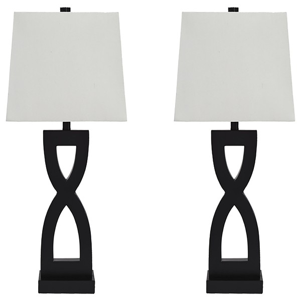 Signature Design by Ashley Amasai Contemporary 29" Sculptured 3 Way Table Lamp, 2 Count, Black