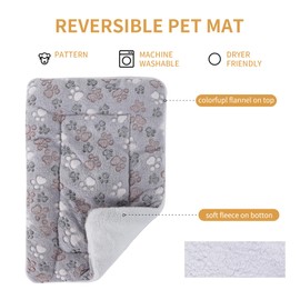 Vejaoo Dog Bed Mattress Multipurpose Machine Washable Puppy Mat Cushions for Small/Medium/Large Dogs and Cat Cages XZ006 (89 * 68 CM, Grey Paw)