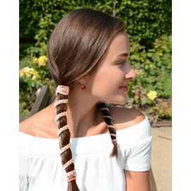 Merunone Elastic Spiral Hair Ties No Damage for Fine Thin Hair, 18" Soft Ponytail Holders Braided Pony Tails Wrap Hair Tie for Women Girls Stretchy Hair Bands for Wind Sports Motorcycle Skiing - 3 Packs