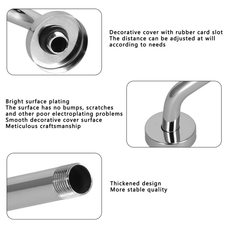 Shower Head Arm Stainless Steel Round Concealed NPT Shower Head