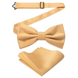RBOCOTT Champagne Bow Tie Bowtie and Pocket Square Set for Men(8)