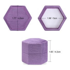 BLUTETE Hexagon Velvet 2 Slots Jewelry Ring Box Engagement Ring Box Wedding Day Detachable Lid for Proposal Engagement Wedding Ceremony (Lilac)