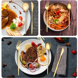 24 Piece Gold Silver Cutlery Set, Gold Flatware, Premium Stainless Steel Flatware, Durable Cutlery Set for Home, Kitchen, Party, Wedding, Dinner