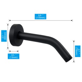 NearMoon Shower Arm with Flange, Made of 304 Stainless Steel Shower Extension Extender Pipe, Wall-Mounted for Fixed Bathroom Showerhead, Never Rust (6 Inch, Matte Black)