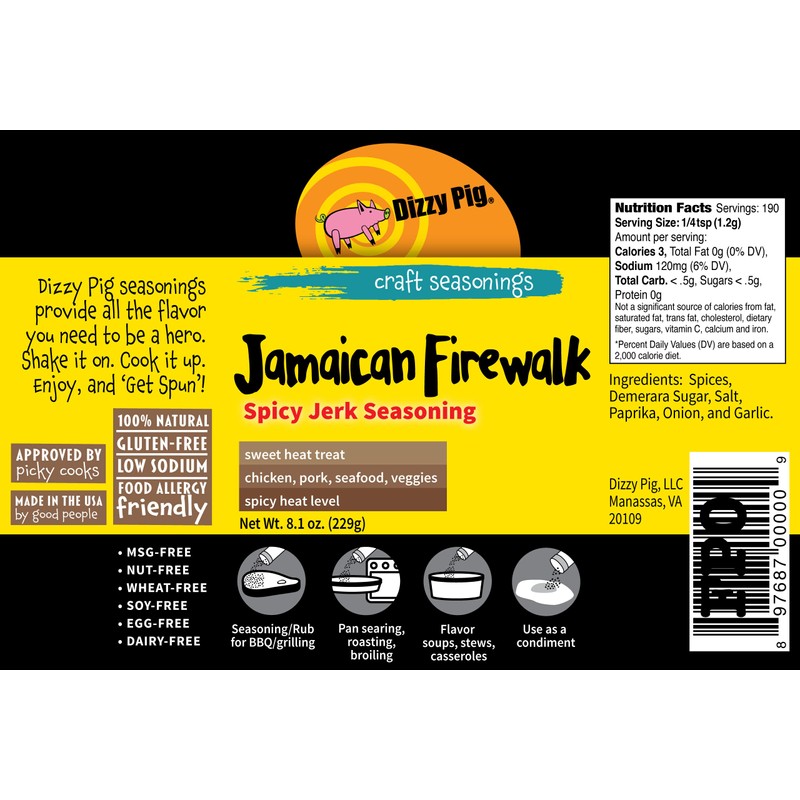 Dizzy Pig Jamaican Firewalk Spicy Jerk Seasoning Rub (8oz Shaker)