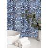CASAPALACE Glass Mosaic Tiles Backsplash, 12” x 12” Light Blue
