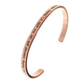 Kendasun Jewelry Love is not Finding Someone You can Live with... Inspirational Cuff Bracelet Bangle (Rose Gold)