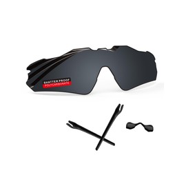 iLikeo PRO+ Polycarbonate Polarized Replacement Lenses & Rubber Kits for Oakley Radar EV Path OO9208 Sunglasses - Pitch Black