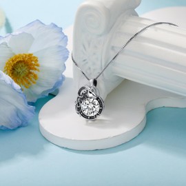 LONAGO Aries Zodiac Sign Necklace Aries Pendant Necklace with April Birthstone Gift for Women