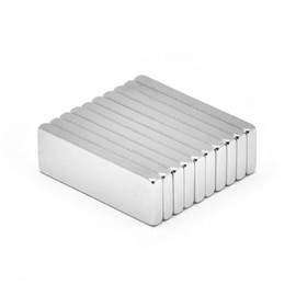 EROSPA® Pack of 10 Neodymium Magnets - Square Flat Ultra Strong Permanent Magnets - 30 x 10 x 2 mm - NdFeB - Silver