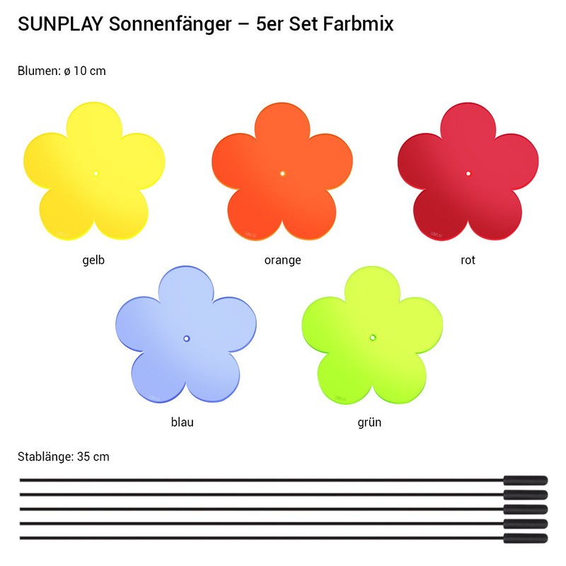 SUNPLAY Suncatcher Flowers in Colour Mix, Set of 5 x