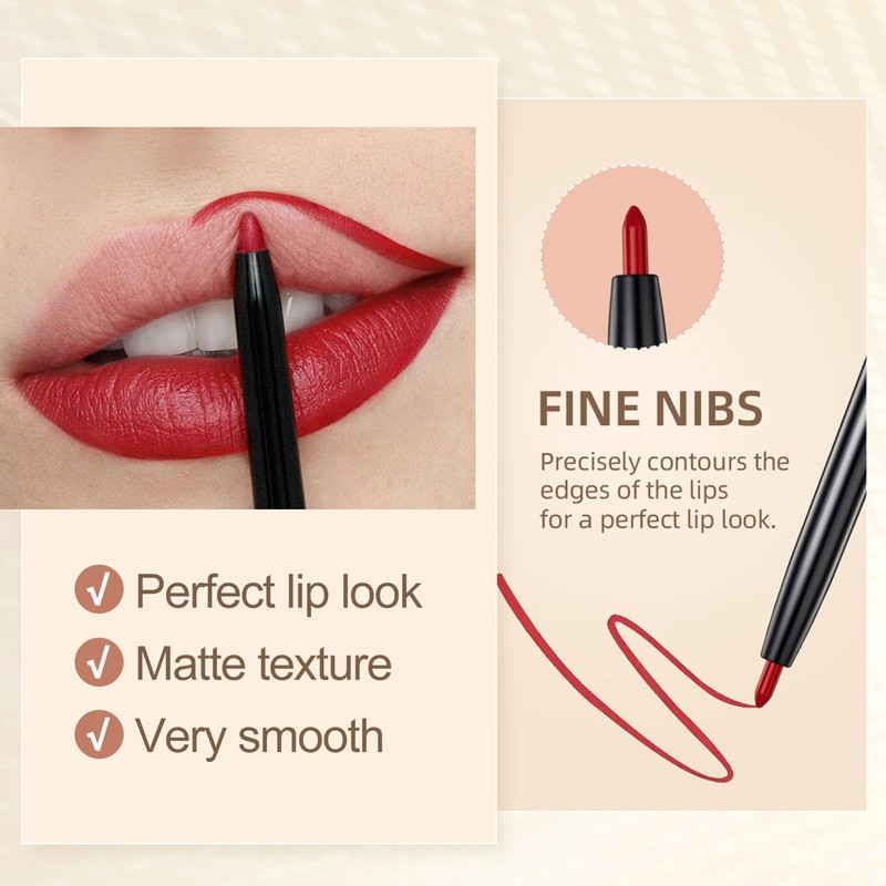 12pcs Lip Liner Set Matte Lip Liners Kit Waterproof Long