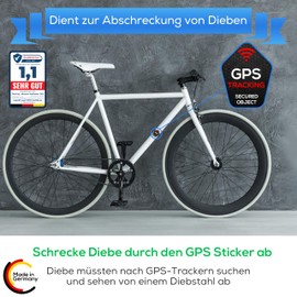 TinyTag® 2 x Warning Stickers for GPS Tracker - Weatherproof Warning Sticker as Theft Protection for Your Bike, eBike, Car, Motorcycle & Suitcase - Bomb-proof & Durable | Bicycle Sticker (Pack of 2)