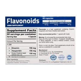 Flavonoids Micronised Diosmin 150 mg + Hesperidin 150 mg + Horse Chestnut 150 mg- GMP Certificate, Vegan, Gluten Free- Haemorrhoids, Legs Circulation, Healthy, Normal Veins and Blood Vessels Function