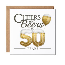Maise & Rose 50th Birthday Card For Men | 50th Birthday Card For Him | Funny 50th Birthday Card For Friend | Cheers and Beers To 50 Years | P186