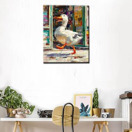 Tucocoo Cute White Duck Paint by Number Kits Grocery Store Canvas Acrylic Paint DIY Oil Painting for Students, Adults Room Funny Colorful Graffiti Style Wall Decor Gift 16x20In Duckling (Frameless)