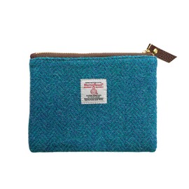 Harris - cartera de tweed hecho a mano para lápiz labial, estilo clásico, portátil, con cierre YKK para mujeres y hombres, Azul, Large, Arte a cuadros