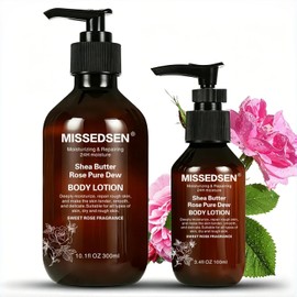 Loción Corporal Con Hidrosol De Rosa (Tamaño De Viaje, 3.4 Oz, Tamaño Para El Hogar, 10.1 Oz). Hidratación 24 H. Absorción Rápida. Para Piel Seca Y Sensible.