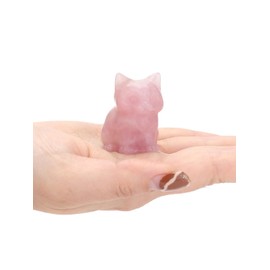 JSDDE Rose Quartz Crystal Cat Figurine for Cat Lovers Cute Gemstone Cat Ornaments Healing Crystals Cat Statue Gifts