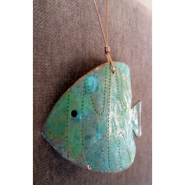 Dos Damas Designs / Creations in Copper TROPICAL FISH Left Copper Verdigris Christmas Ornament Handcrafted Beach Ocean