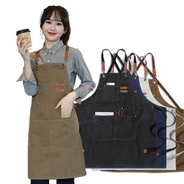 deoway Apron, Outdoor Apron, Camping, Work Apron, Large Type, Tool Pocket, Barbecue, Thick Cotton Work Clothes, Front Post, Cafe Apron, One Size Fits All, Braun