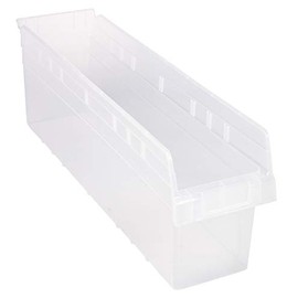FSE 373-QSB806CLCS Economy Shelf Bin, Nesting, 23-5/8"L x 6-5/8"W x 8"H, (7) Divider Slots, Rear hanglock, Molded-in Label Holder, Clear