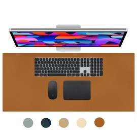 RHPBSF Leather Desk Mat, Large Office Desk Pad, Computer Desk Mat, Laptop Mat for Desk, Desk Protecor Mat, Desktop Mat, Desk Writing Pad, Desk Blotter Pad, Desk Cover Mat (Yellowish Brown, 47.2*15.7)