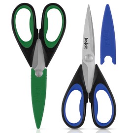 JoyJolt Kitchen Shears Heavy Duty Scissors (TWO) With Scissor Sheaths. All Purpose Utility Scissors; Herb Scissors, Vegetable Scissors, Meat Scissors, Chicken Shears. Stainless Steel Dishwasher Safe
