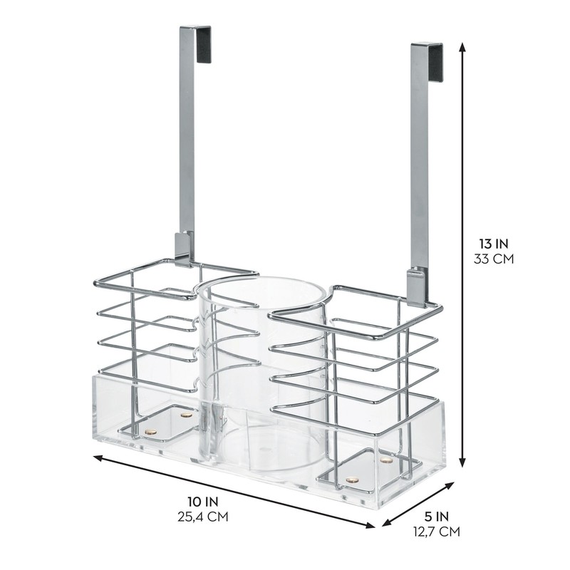 iDesign Countertop or Over-The-Cabinet Clear/Chrome OTC Hair Tool Organizer